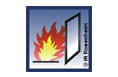 Icon mit Flammen und einem Fenster, das auf Feuer oder Brandgefahr hinweist.