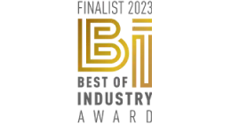 Logo pour le "Best of Industry Award 2023", avec la mention "Finaliste".