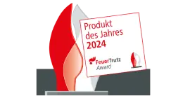 Logo des FeuerTrutz Awards 2024 avec le texte &laquo; Produit de l'ann&eacute;e 2024 &raquo;.