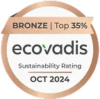 Distinction Bronze pour la durabilité par EcoVadis, octobre 2024, Top 35 %.